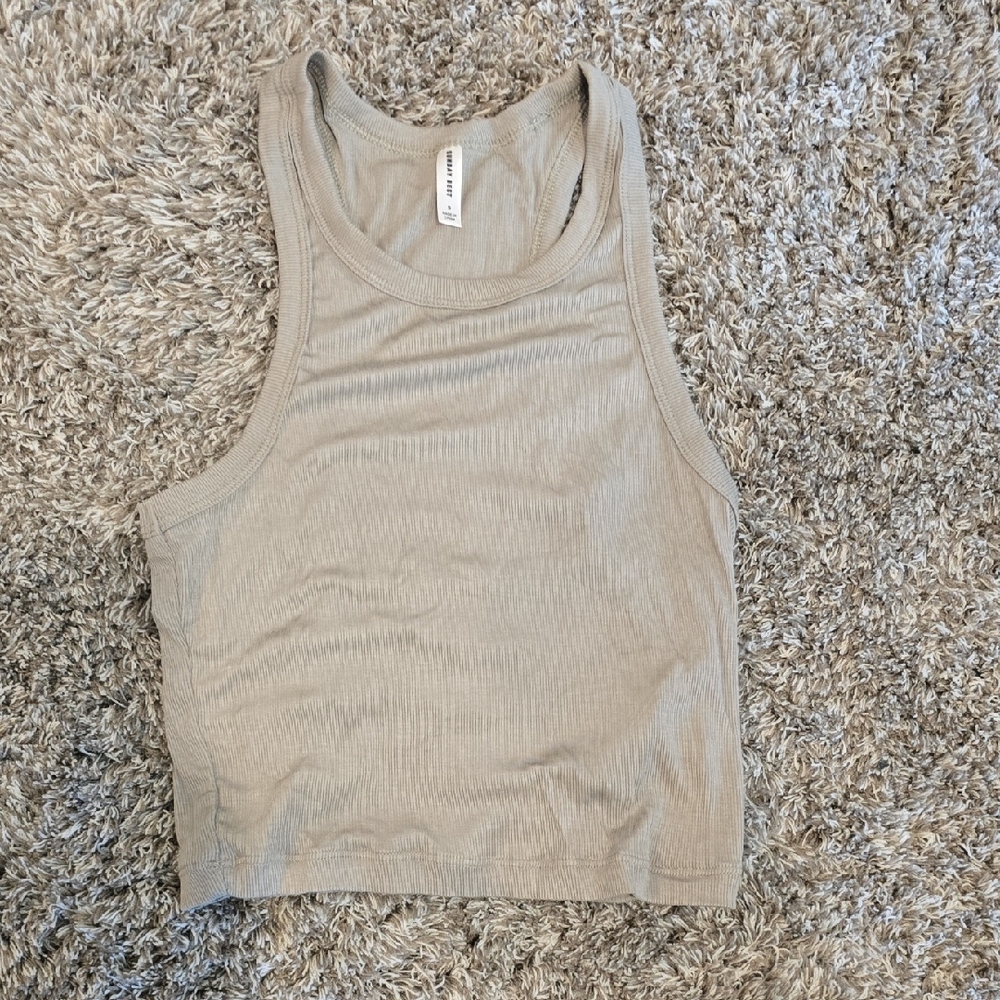 Aritzia Sunday Best Cropped, Light Sage Gray Tank Top Sz Small